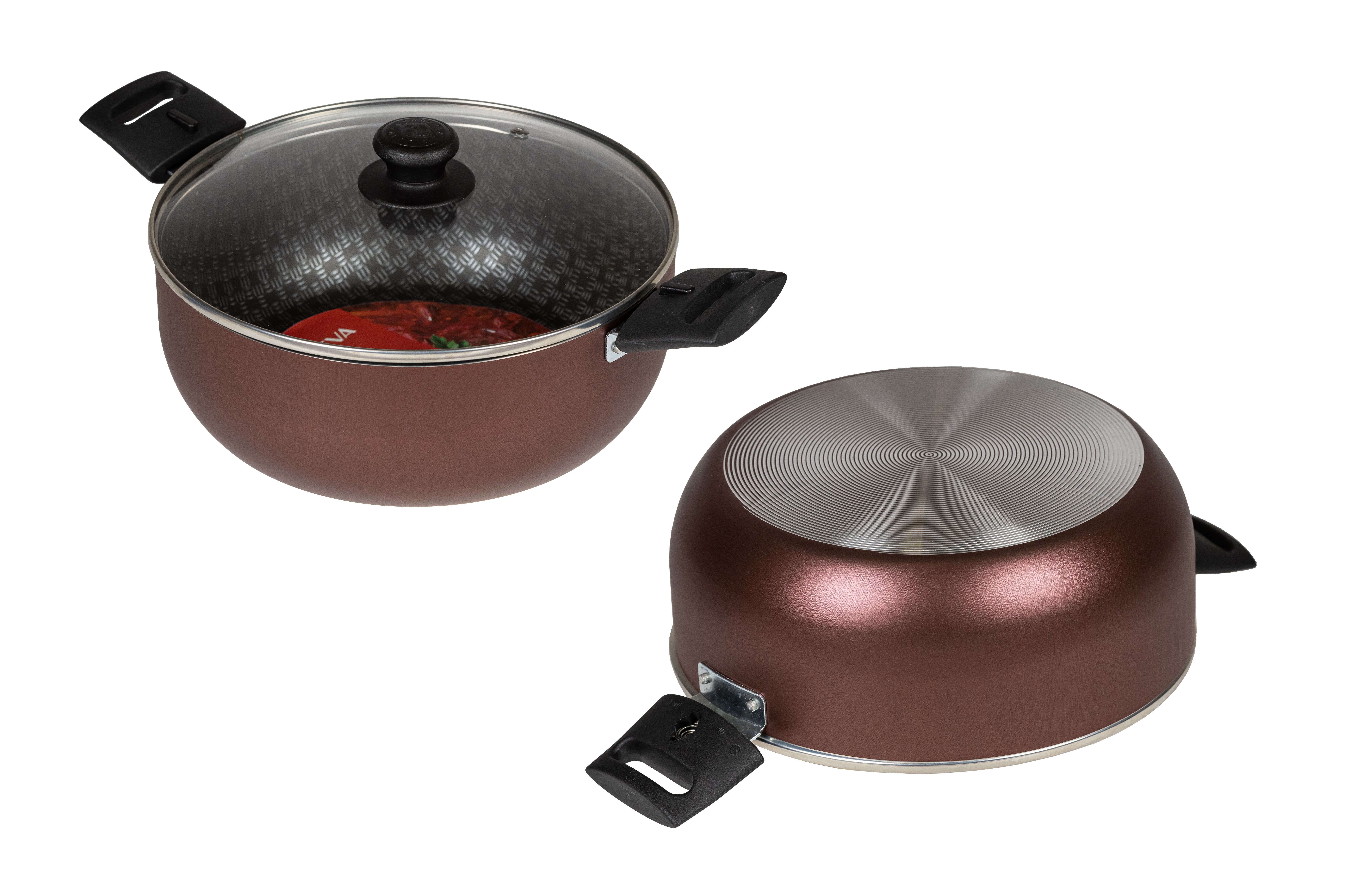 картинка Кастрюля LACE (Кружево) 4,0 л, Ø 24 см - 2 съемные ручки, стеклянная крышка от торговой марки Калитва ТМ